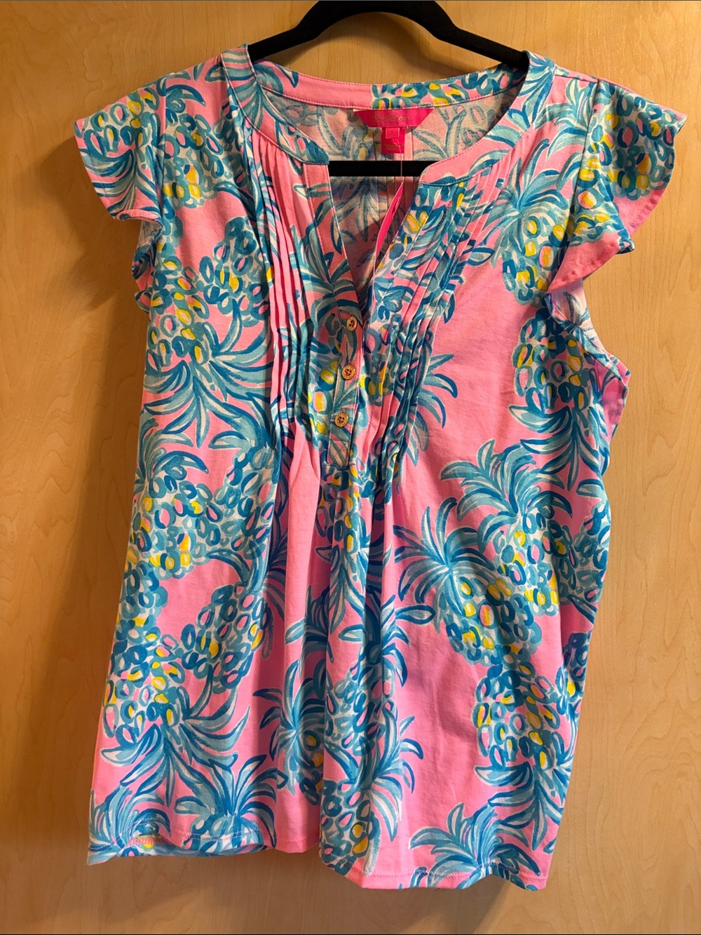 Lilly Pulitzer Pink Tropical Print Flutter Sleeve Tunic